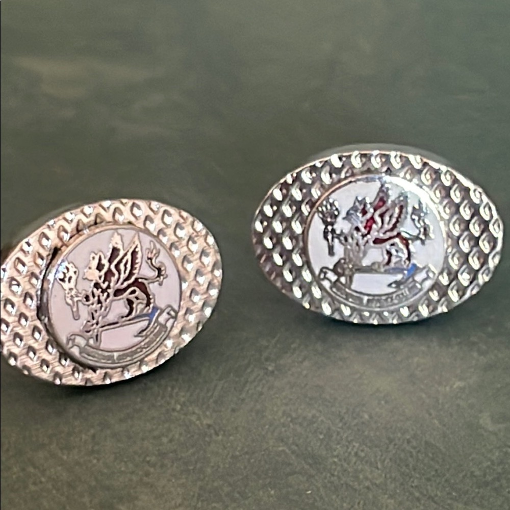 Normandy Textured Silver tone Cufflinks with Dragon Design